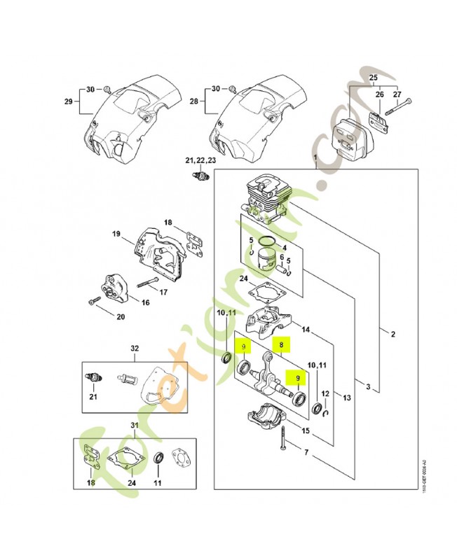 Vilebrequin avec roulement  1148-030-1008