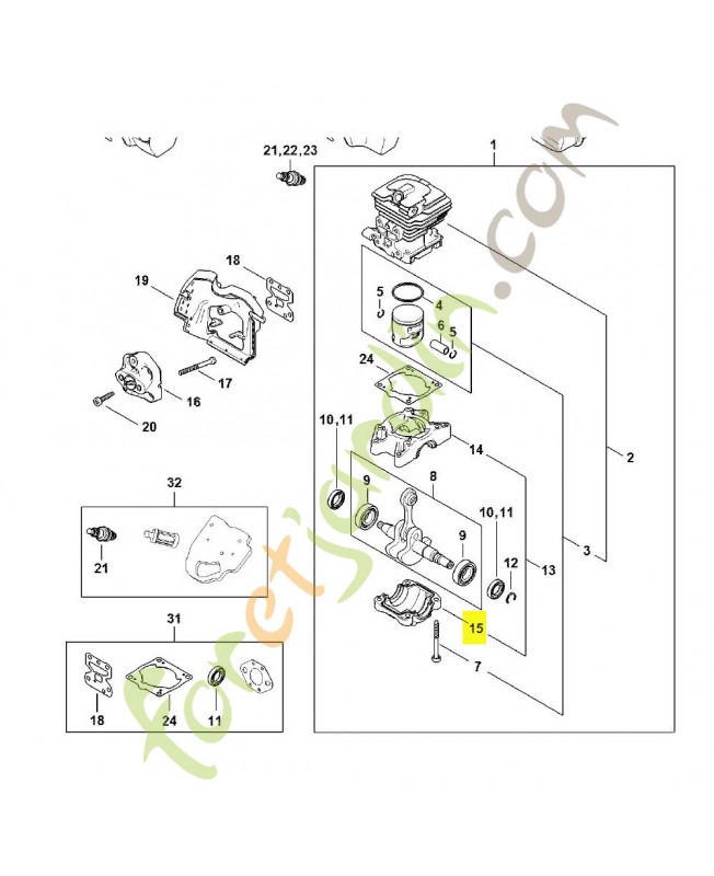 Carter inférieur référence 1148-021-2501 - Pièce détachée Stihl