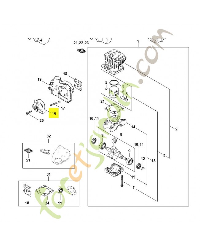 Bride intermédiaire référence 1148-121-1601 - Pièce détachée Stihl