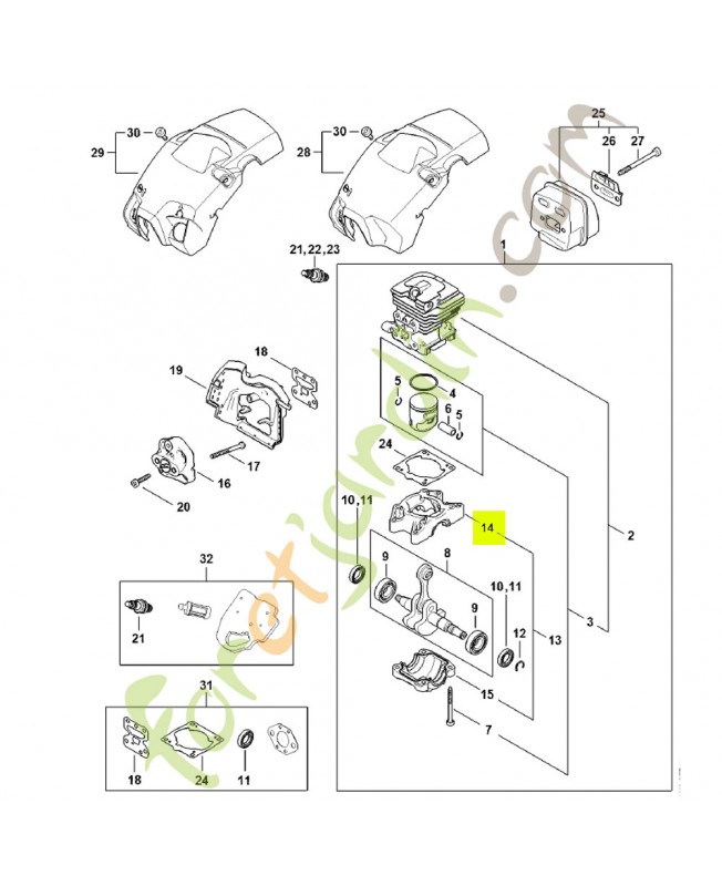 Carter de vilebrequin référence 1148-021-0300- Pièce détachée Stihl Carter de vilebrequin référence 1148-021-0300- Pièce détachée Stihl