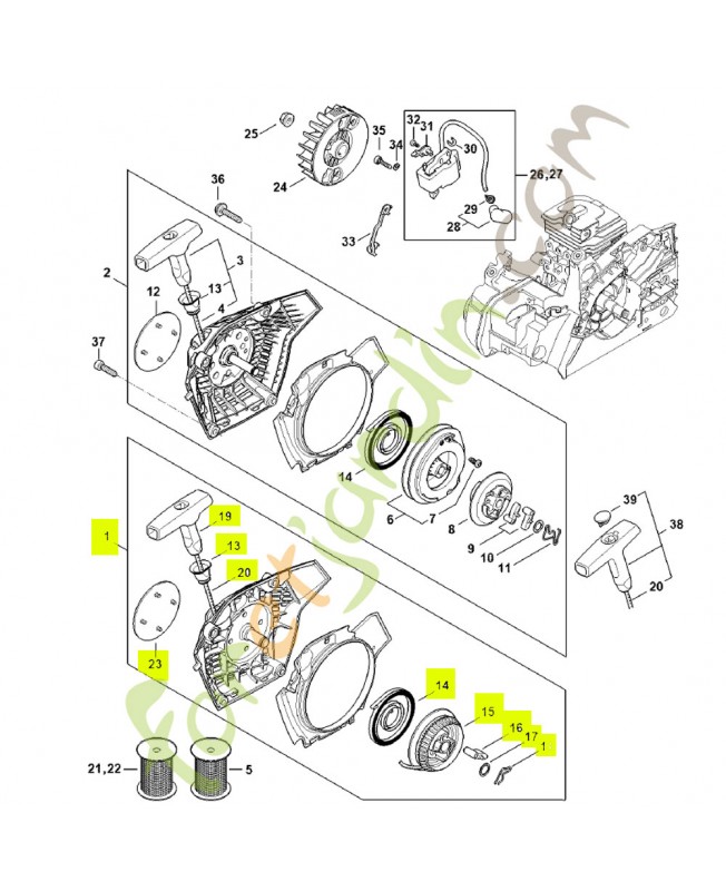 Carter de ventilateur avec lanceur 1148-080-2106- Pièce détachée Stihl
