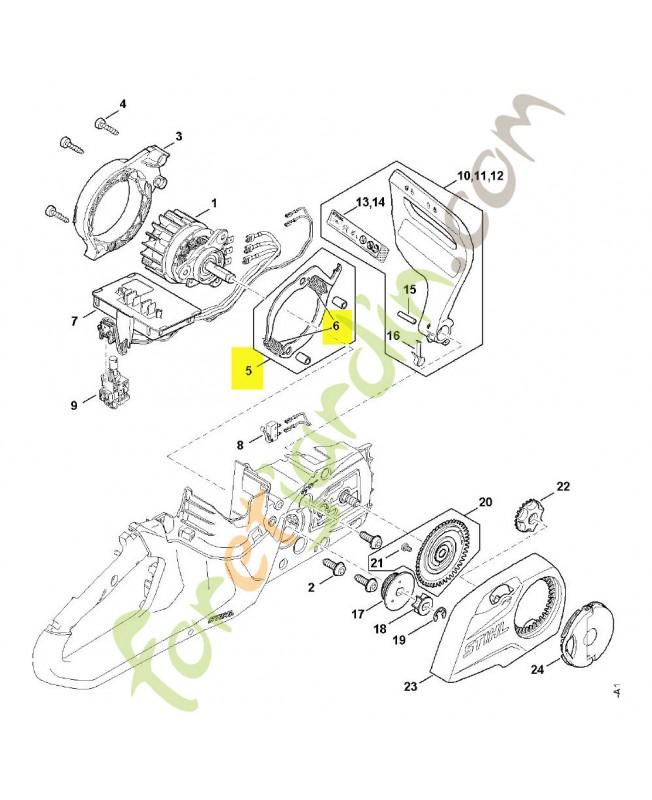 Jeu de pièces de frein de chaîne