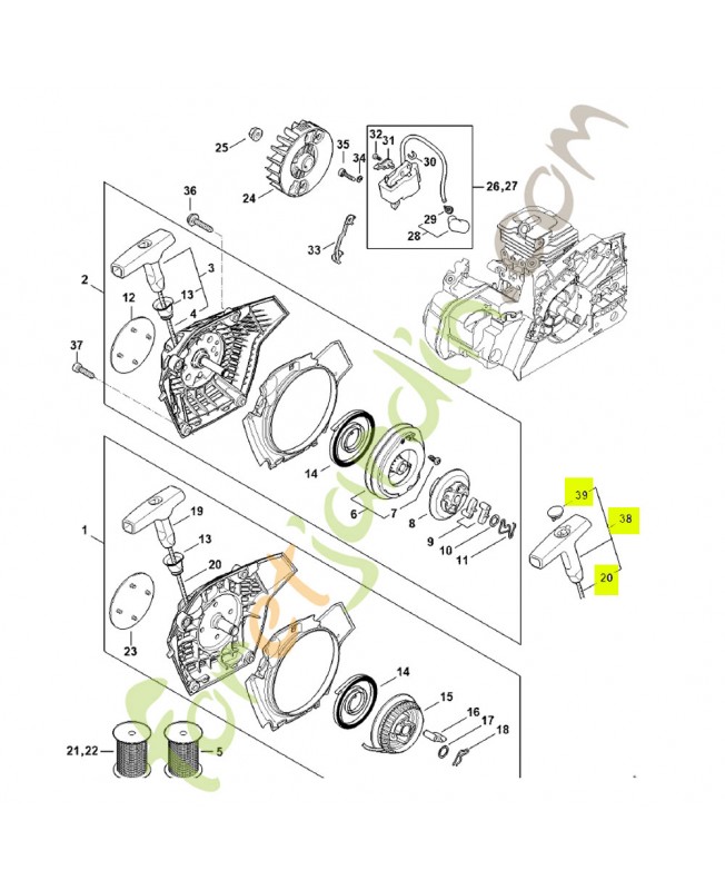 Poignée elastostart ø 3 mm 0000-190-3421- Pièce détachée Stihl
