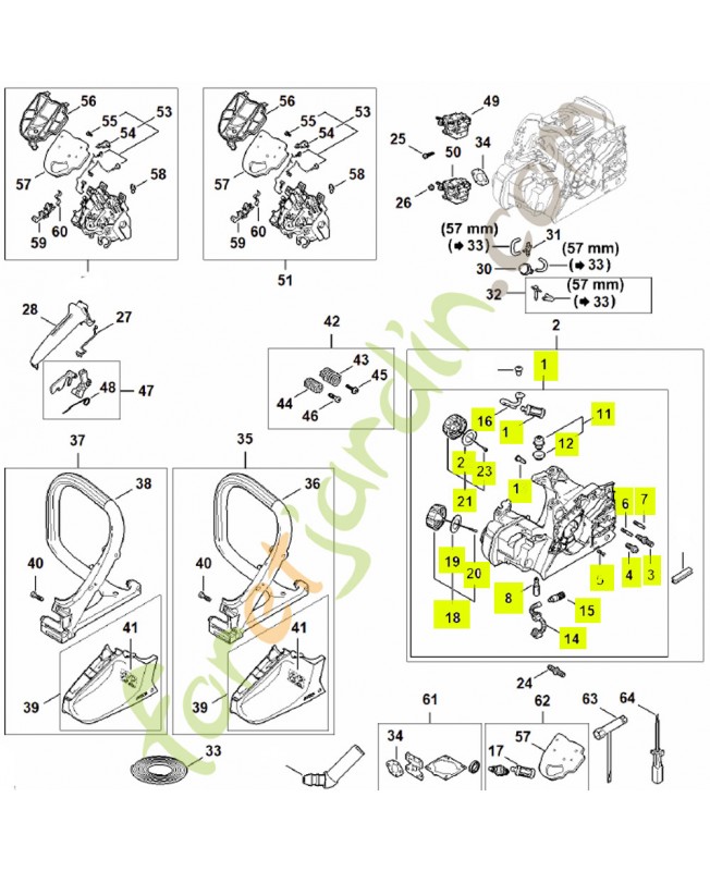 Carter moteur 1148-020-3002- Pièce détachée Stihl
