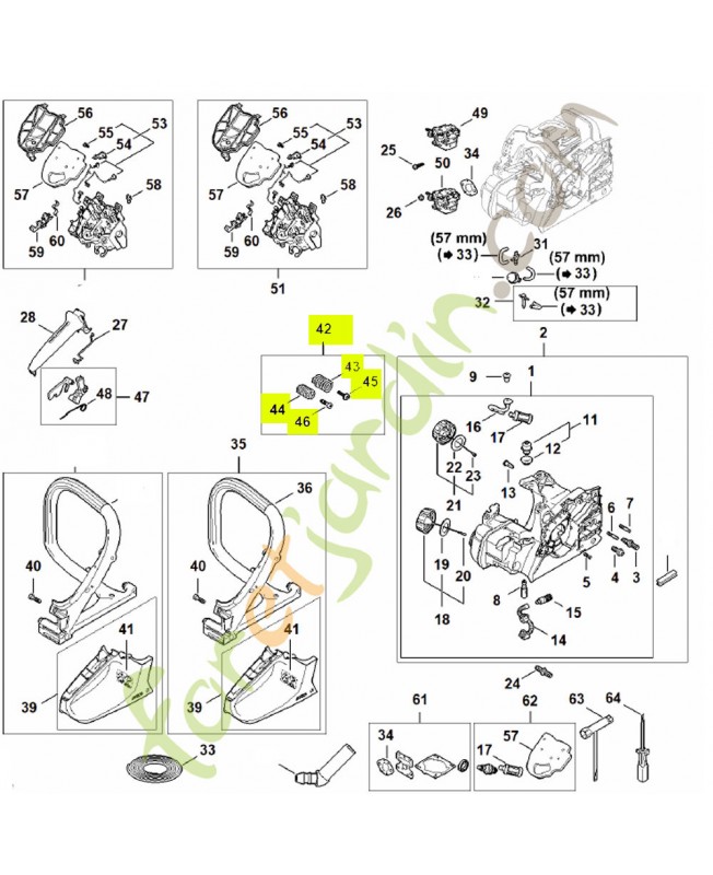 Jeu de ressorts avANT 1148-007-1000 - Pièce détachée Stihl