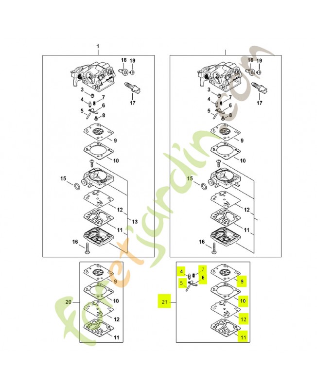 Jeu de pièces de carburateur Z010-001-K015- Pièce détachée Stihl