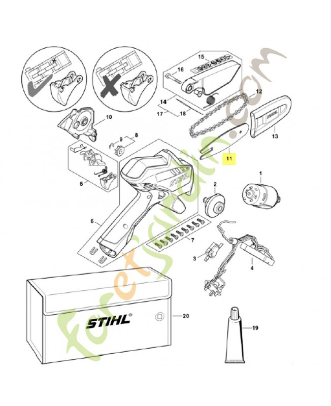Guide-chaîne L 10cm/4" 1,1mm/0.043"  Pièce de rechange Sithl référence 3007-003-0101