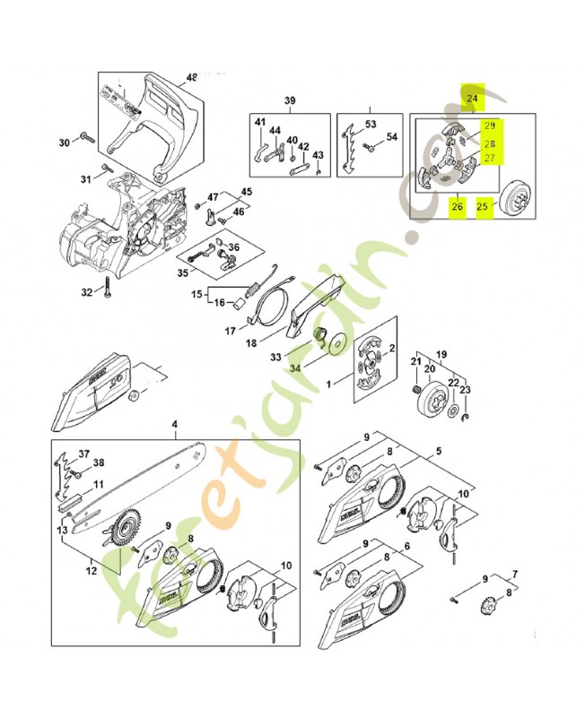 Jeu de pièces pignon 1/4“ 8 dents 1148-007-1002 - Pièce détachée Stihl