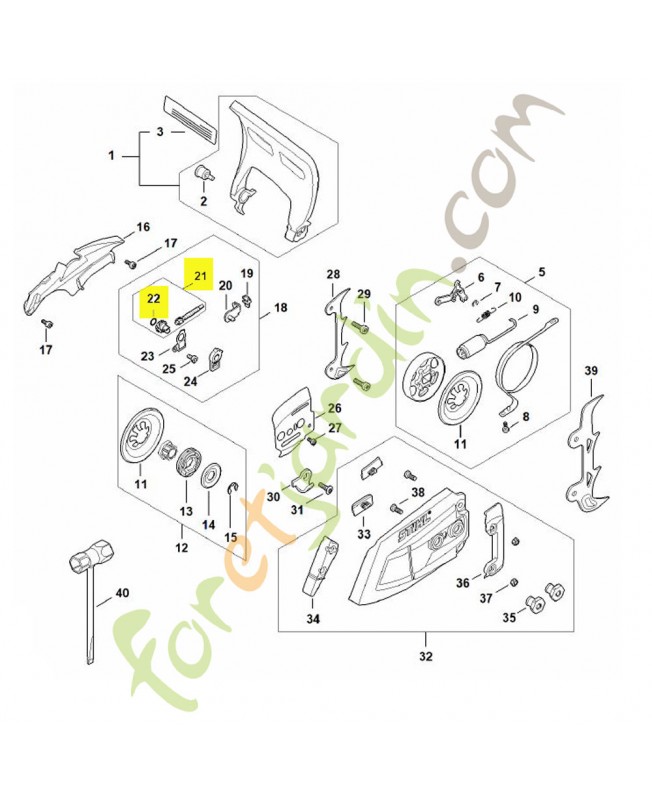 Jeu de pignon droit / vis de tension