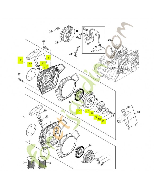 Carter de ventilateur avec lanceur 1148-080-2107- Pièce détachée Stihl