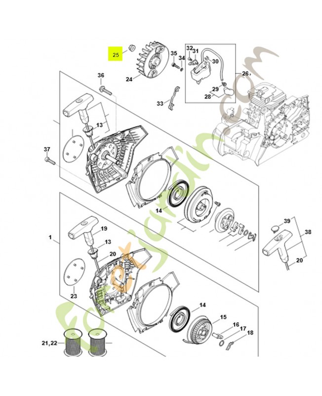 Écrou a collet m8x1-10 0000-955-0802. Pièce détachée Stihl