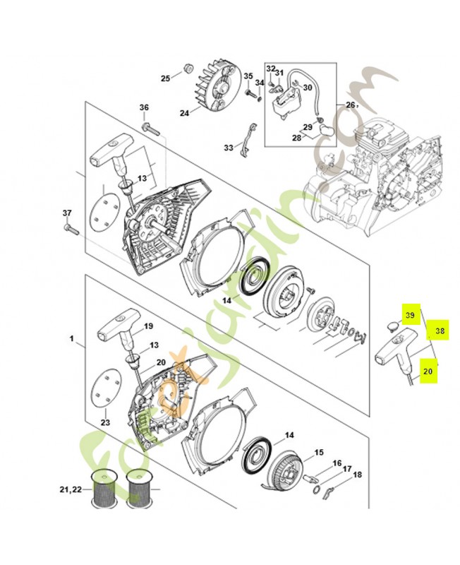 Poignée elastostart ø 3 mm 0000-190-3421- Pièce détachée Stihl