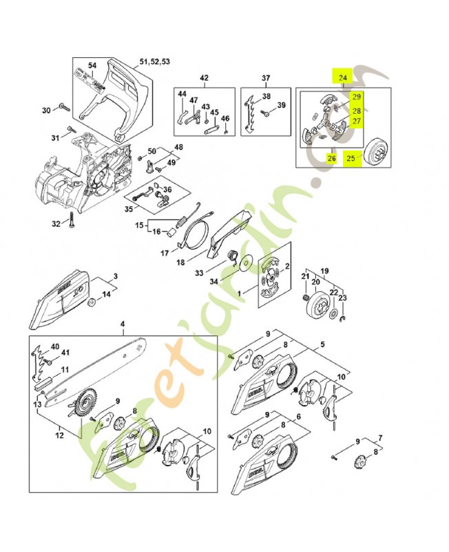 Jeu de pièces pignon 1/4“ 8 dents 1148-007-1002 - Pièce détachée Stihl