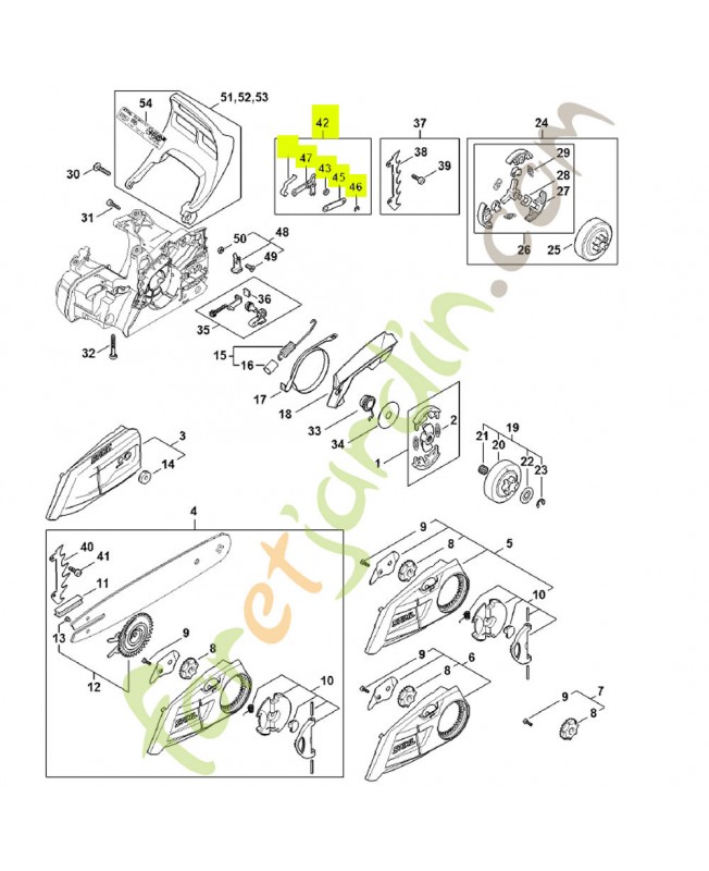 Jeu de pièces de frein de chaîne 1148-007-1001- Pièce détachée Stihl