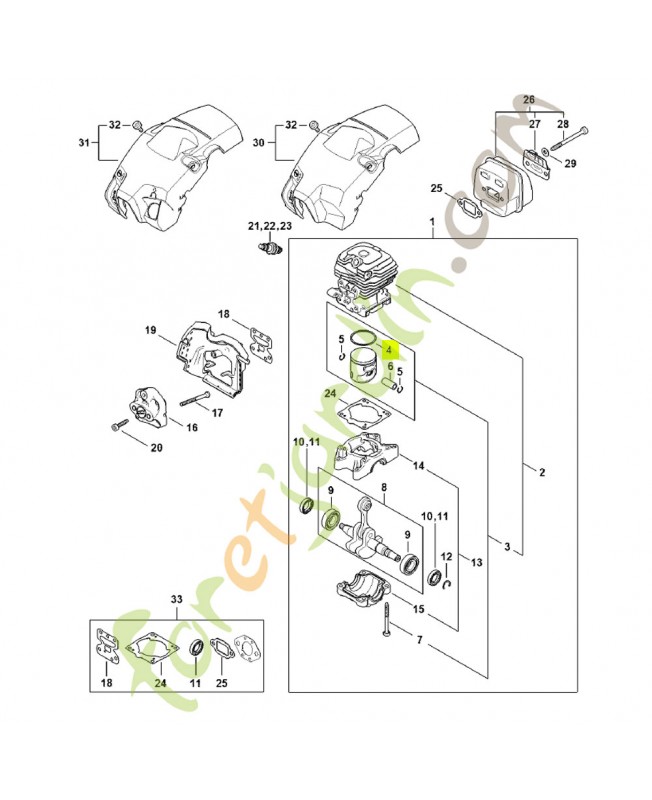 Segment de piston ø 39x1.2 mm 1148-034-3007- Pièce détachée Stihl / Vicking