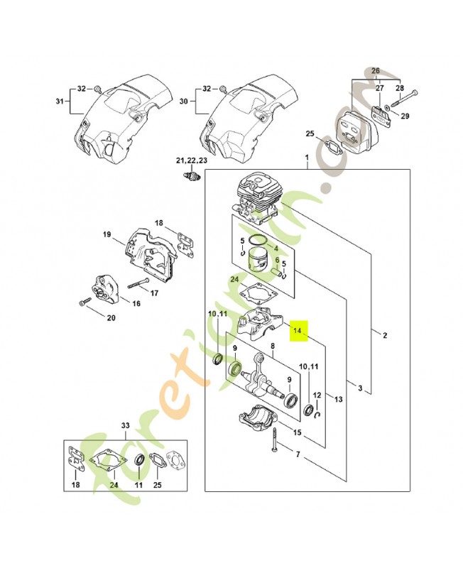 Carter de vilebrequin référence 1148-021-0300- Pièce détachée Stihl
