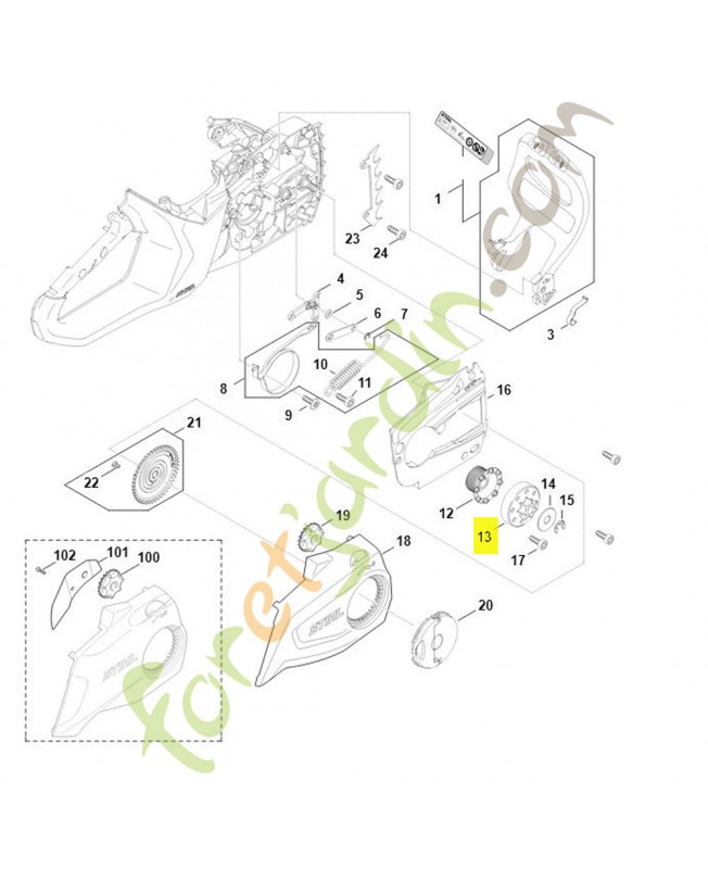 Pignon profile 1/4 7 dents stihl ref. 1250-642-1200