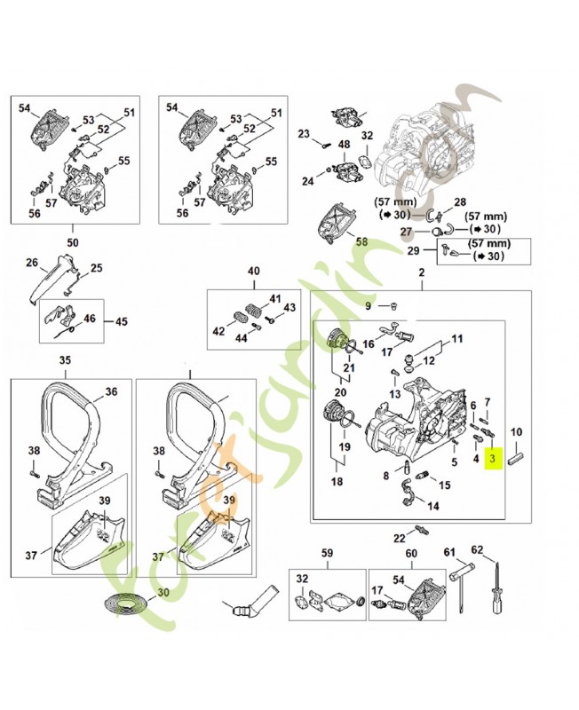 Vis assemblage a embase 1123-664-2400. Pièce détachée Stihl