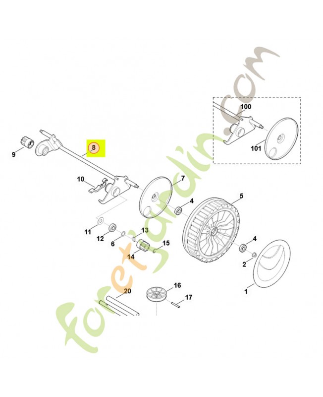 Axe roue arriere en STOCK