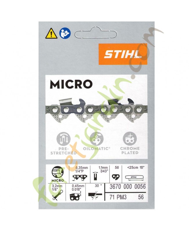Chaine tronconneuse 25 CM Stihl 3670-000-0056