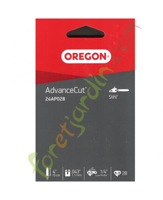 Chaine oregon 24AP028E Pas de 1/4 jauge de 1.1 mm pour gta 26 Chaine oregon 24AP028E Pas de 1/4 jauge de 1.1 mm pour gta 26