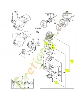 Cylindre avec piston ø 40.5 mm 1148-020-1207- Pièce détachée Stihl
