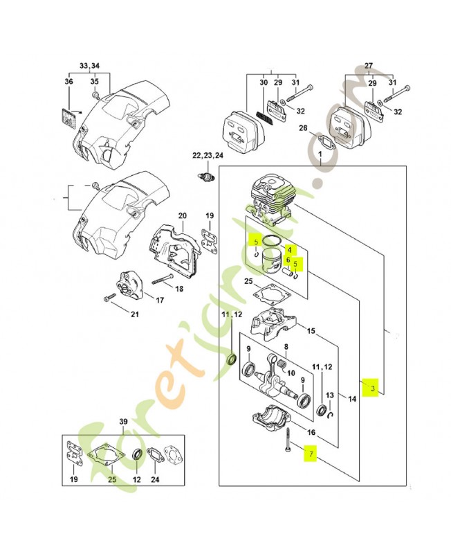 Piston ø 40.5 mm 1148-030-2017- Pièce détachée Stihl