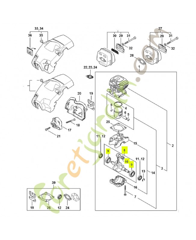 Vilebrequin 1148-030-0407- Pièce détachée Stihl