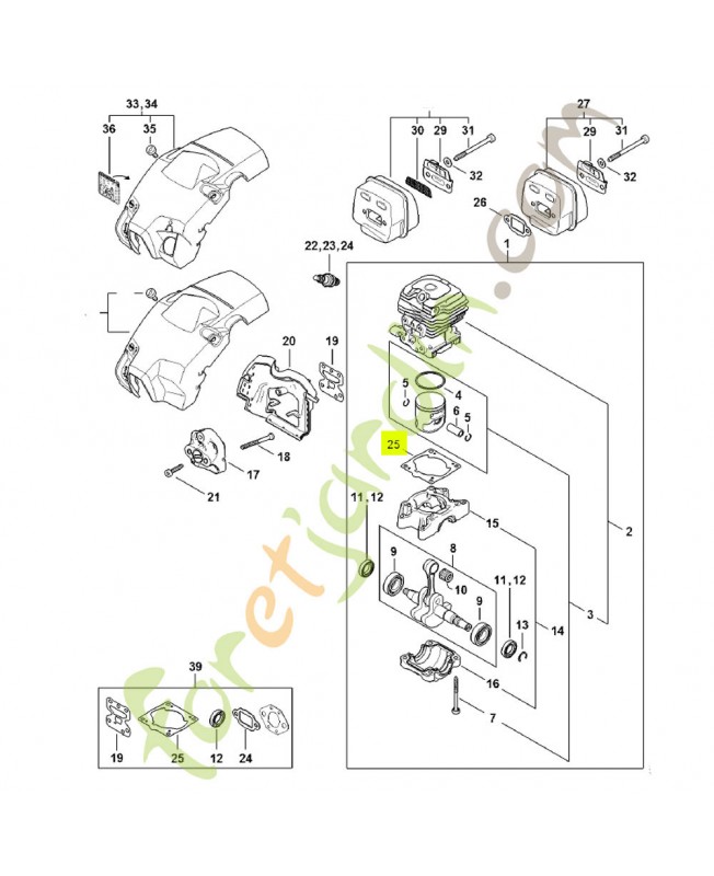 Joint de cylindre 1148-029-2301 - Pièce détachée Stihl