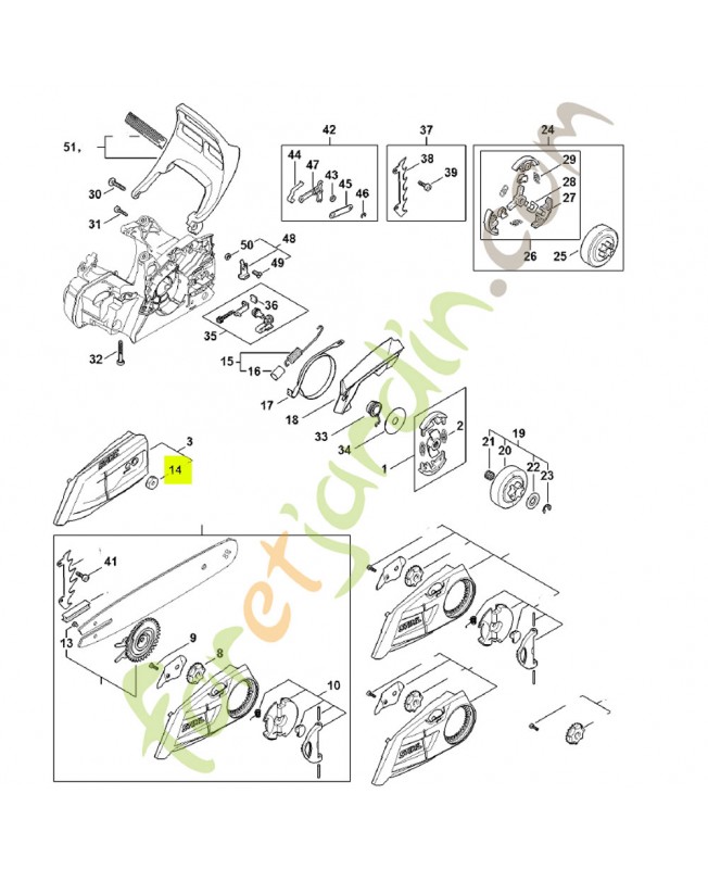 Écrou six pans m8 0000-955-0801. Pièce détachée Stihl