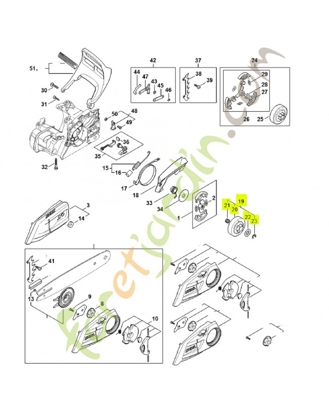 Pignon 3/8"p 6 dents 1148-640-2001- Pièce détachée Stihl