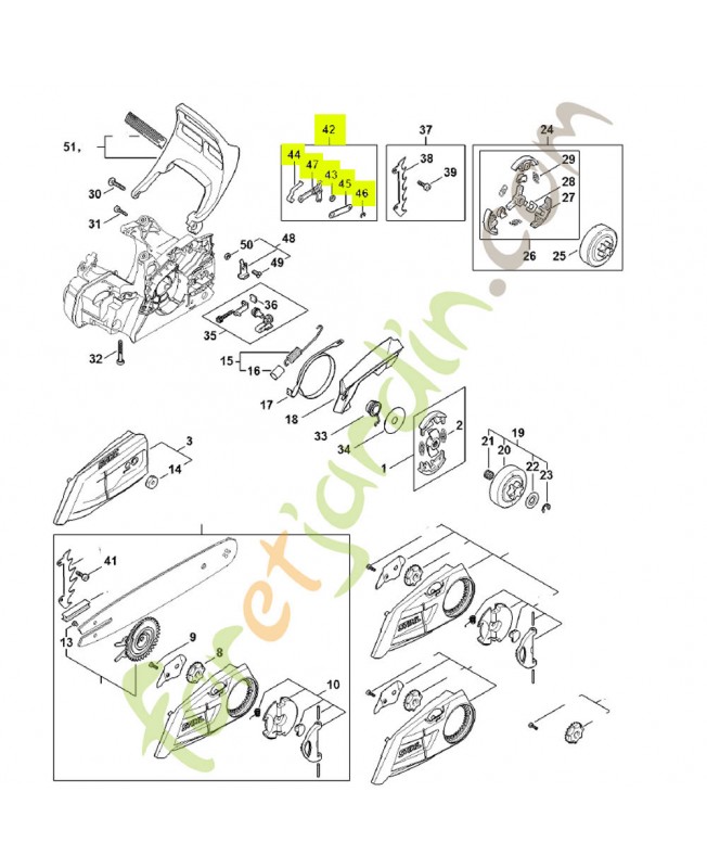 Jeu de pièces de frein de chaîne 1148-007-1001- Pièce détachée Stihl