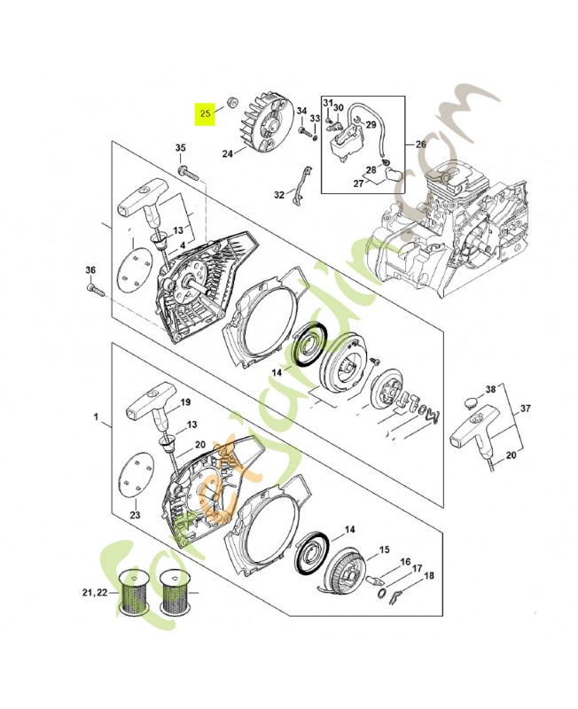 Écrou a collet m8x1-10 0000-955-0802. Pièce détachée Stihl