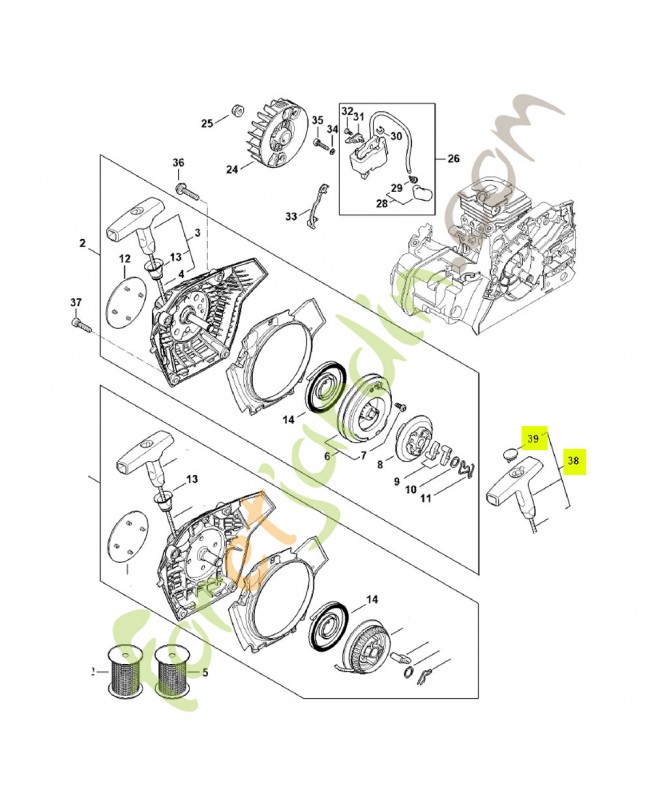 Poignée elastostart ø 3 mm 0000-190-3421- Pièce détachée Stihl