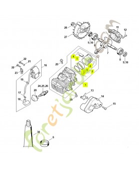 Cylindre avec piston ø 38 mm 1137-020-1210- Pièce détachée Stihl / Vicking