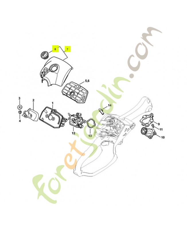 Couvercle carter carburateur 1137-140-1904- Pièce détachée Stihl / Vicking