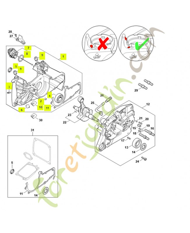 Demi-carter de vilebrequin côté ventilateur 1144-020-2604. Pièce détachée Stihl / Vicking Demi-carter de vilebrequin côté ventilateur 1144-020-2604. Pièce détachée Stihl / Vicking
