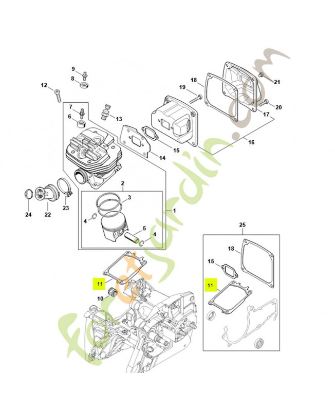Joint de cylindre 1144-029-2300. Pièce détachée Stihl / Vicking Joint de cylindre 1144-029-2300. Pièce détachée Stihl / Vicking