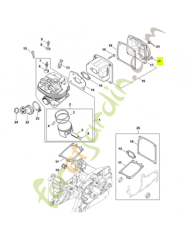Vis cylindrique is-m5x20 9022-399-1020. Pièce détachée Stihl