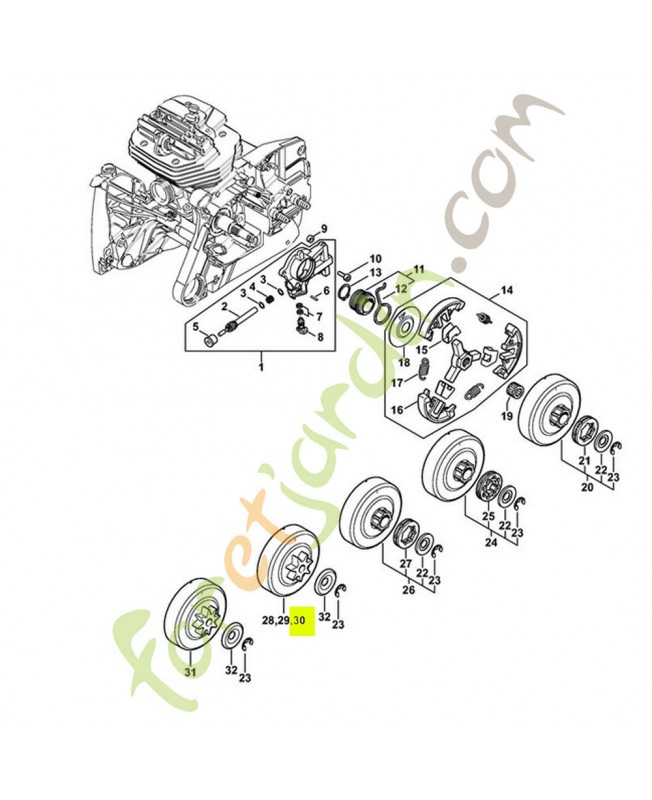 Pignon entrainement chaine 3/8 7 Dents Stihl Ref : 1122-640-2002