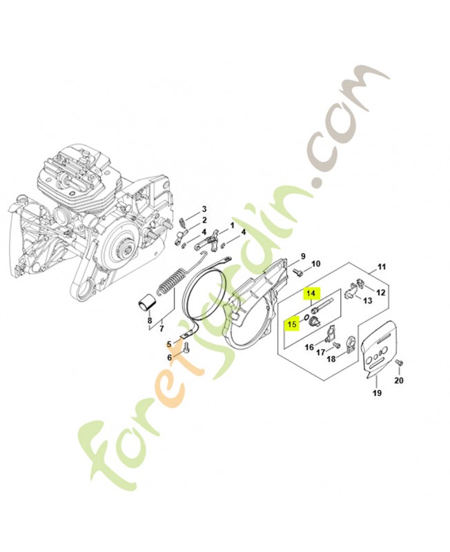 Jeu de pignon droit / vis de tension1125-007-1021. Pièce détachée Stihl / Vicking
