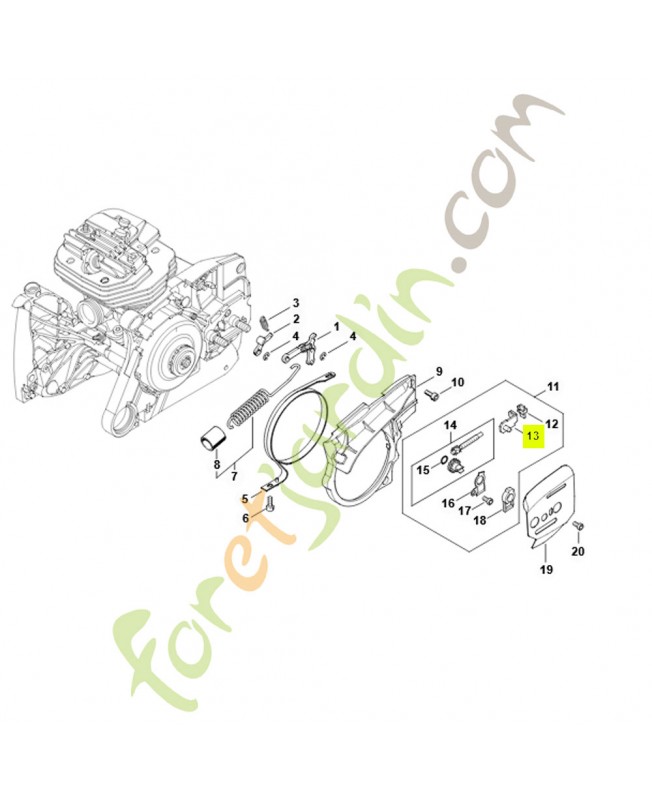 Coulisse de tension 1125-640-1900. Pièce détachée Stihl