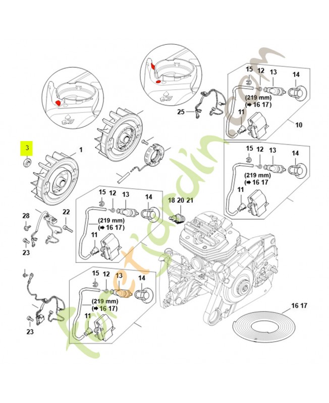 Ecrou de volant magnétique Stihl 9211-260-1340