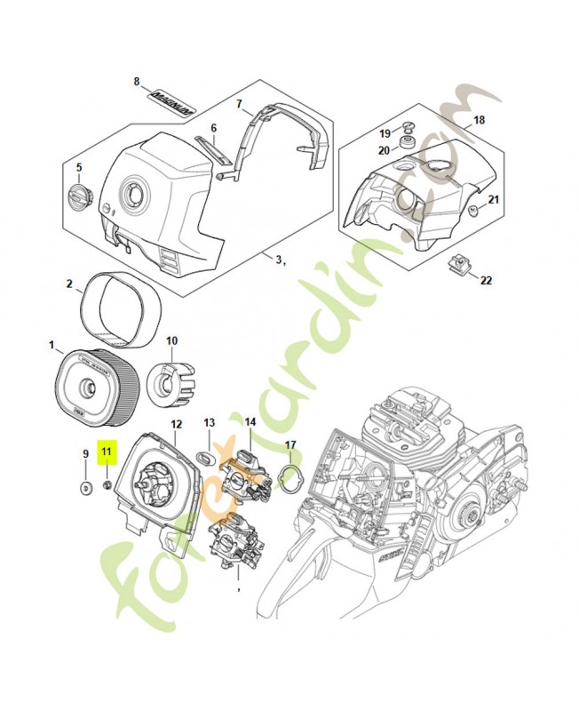 Écrou de sécurite m5 9216-261-0700. Pièce détachée Stihl