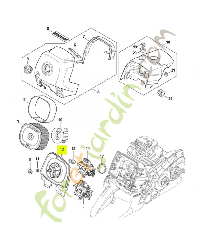 Socle de filtre 1144-140-1200. Pièce détachée Stihl