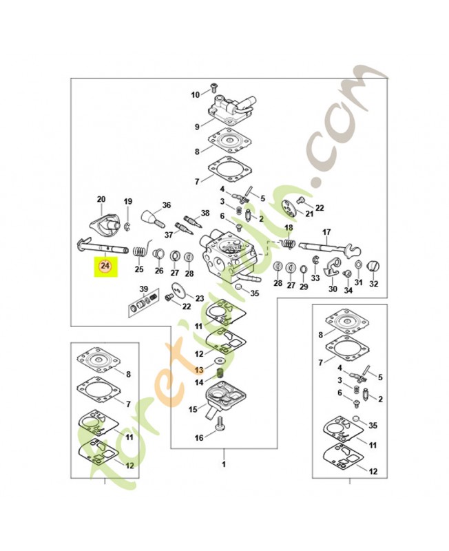Axe de papillon avec levier 4283-120-7100 - Pièce détachée Stihl / Vicking