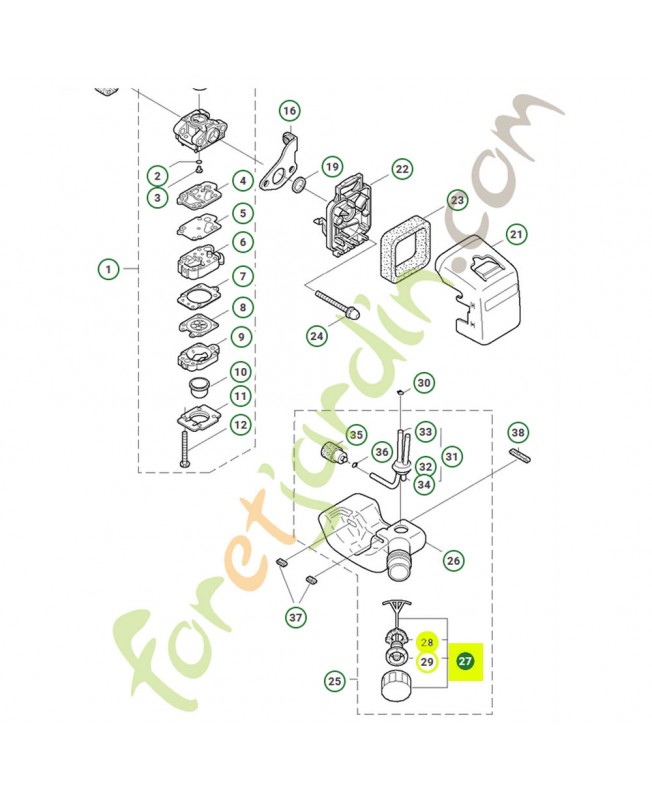 Bouchon de réservoir complet 544304902- Pièce de détachée Husqvarna