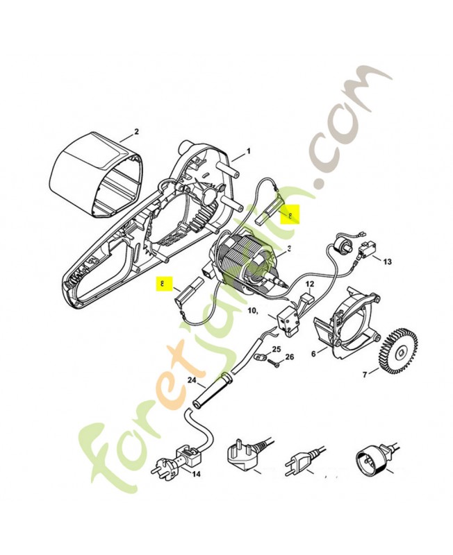 Balais de charbon 230 V Stihl réf.1208-600-2704