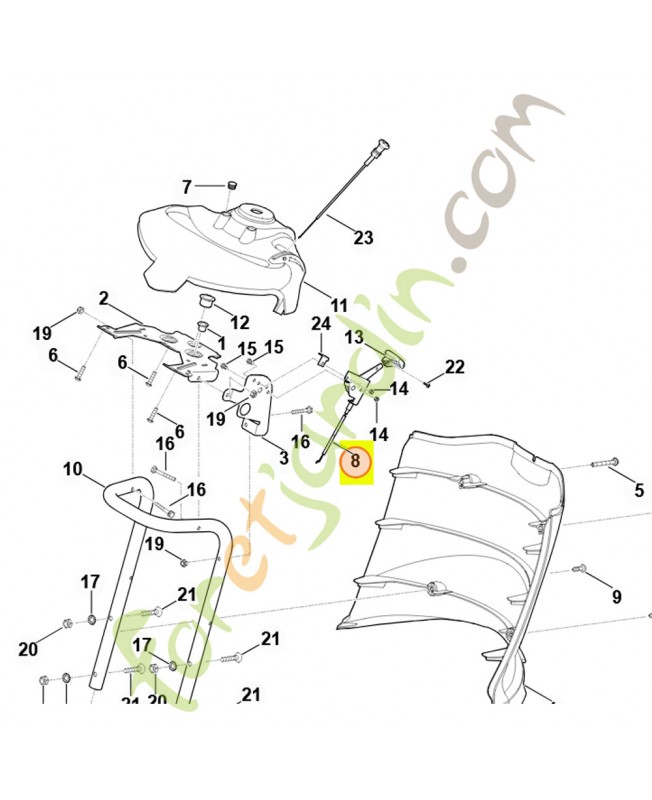 Câble de commande des gaz. Pièce détachée Stihl