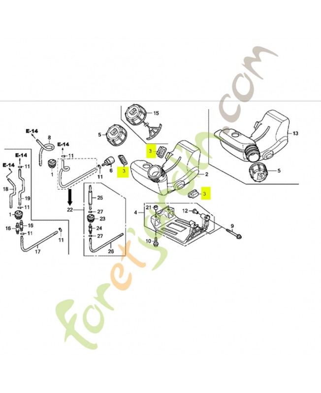 Caoutchouc de montage réf. Honda 17533-Z0H-000